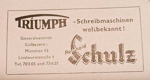 Triumph Schreibmaschinen - Generalvertrieb Schulz München